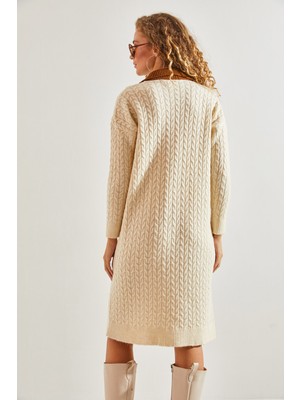 Shade Kadın Yakası Renkli Triko Elbise