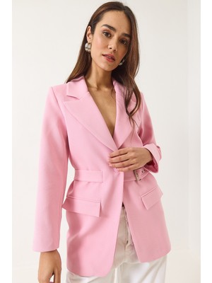 Shade Kadın Kemer Detaylı Astarlı Blazer Ceket