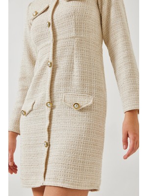 Shade Kadın Cep Kapak Detaylı Düğmeli Elbise