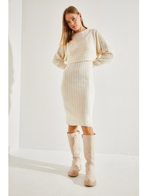 Shade Kadın Triko Askılı Elbise Kazak Ikili Takım