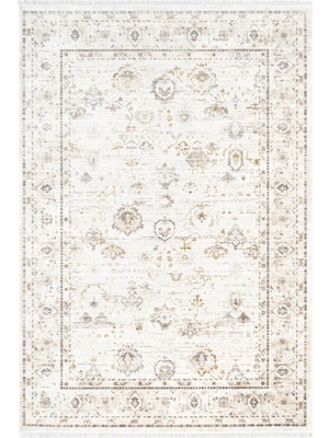 Etro ET003A Krem Klasik Modern Çerçeveli Etnik Desen Parlak Ağır Salon Halısı Ipek Serisi