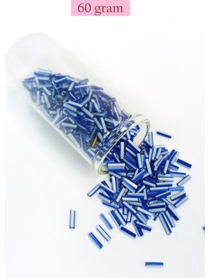 Royaleks Uzun Boru Kesme Boncuk Çap 2mm Uzunluk 10 mm - 60 Gram - Mavi Beyaz - BNC275