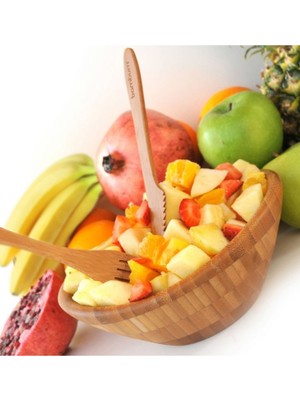 Beyaz Bambu Salata, Makarna, Cips, Paella Kase Seti, Şık ve Hafif Tasarım