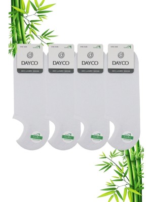 Dayco Premium Bambu Sneakers Görünmez Spor Çorap 4'lü Beyaz