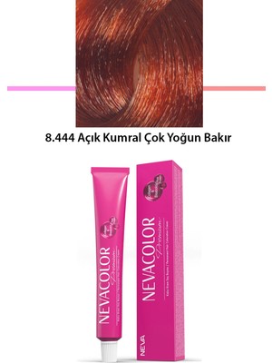 Nevacolor  Premium 8.444 Açık Kumral Çok Yoğun Bakır - Kalıcı Krem Saç Boyası 50 G Tüp