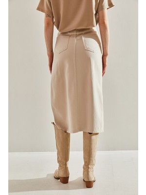 Shade Kadın Yırtmaç Detaylı Kot Etek