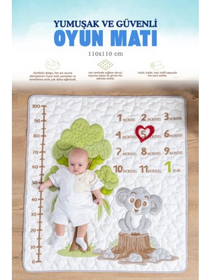 Yumuşak ve Güvenli Oyun Matı, Oyun Halısı, Kaydırmaz Taban, 110X110 cm
