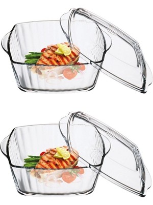 Beyaz 2'li Kare Kapaklı Borcam Tencere Seti, 4 Parça, Dayanıklı ve Şık Kullanım