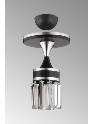 Şeritli Siyah Kristal Sarkıt Avize, Şık ve Modern Aydınlatma Parçası