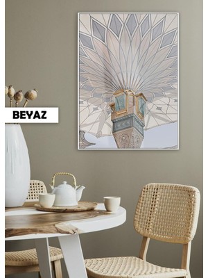 Harikabirev|soft Renk Dini Model |çerçeveli Temperli Cam Tablo Tekli Dikey