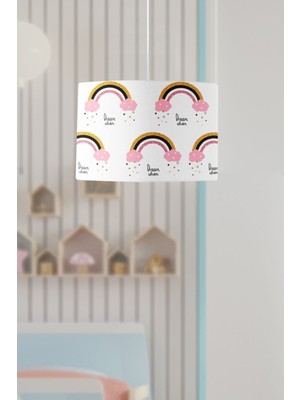 Renkli Gökkuşağı ve Pembe Bulutlar Çocuk Odası Sarkıt Avize Modeli