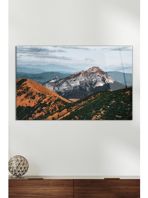 Dağ Doğa Manzarası Cam Tablo, Modern Ev ve Ofis Dekoru, Hediyelik Duvar Dekorasyonu, Kırılmaz Cam