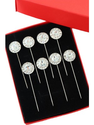 8’li Oval Ekru Taşlı Eşarp Iğnesi. Şal Iğnesi. Türban Iğnesi. Başörtü Iğnesi. Eşarp ve Şal Iğnesi.