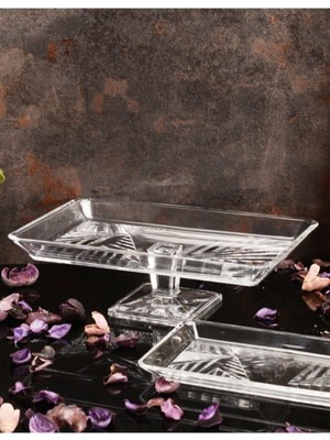 Çok Renkli 2 Parça Ayaklı ve Ayaksız Servis Tabakları Seti