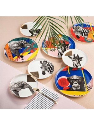 Doğa Temalı Giraffe Düz Tabak 20CM, Beyaz, Şık ve Kullanışlı Tasarım