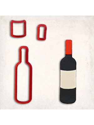 Şarap Şişesi Detay Kurabiye Kalıp Seti 3’lü