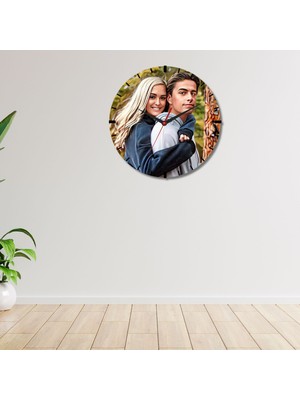 Kişiye Özel Fotoğraflı Cam Duvar Saati – Sevgililere Özel Hediye