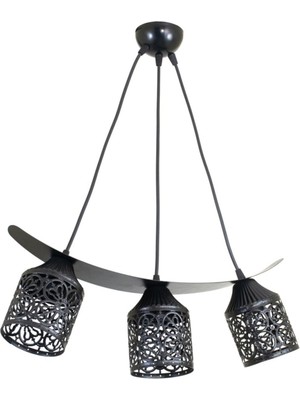 Şık Üçlü Kayık Model Sarkıt Avize Siyah Modern Tasarım