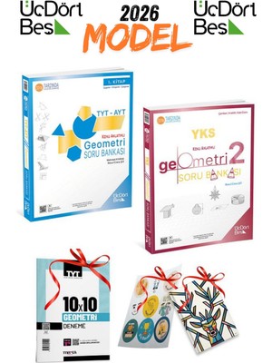 2026 Model Üç Dört Beş Yayınları Tyt Ayt Geometri 1. ve 2. Kitap Seti 3 Hediyeli Set 345 Yayınları