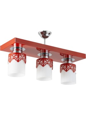 Modern Spor Tarz Üçlü Dikdörtgen Tepsi ve Kırmızı Avize Seti, Şık ve Zarif Tasarım