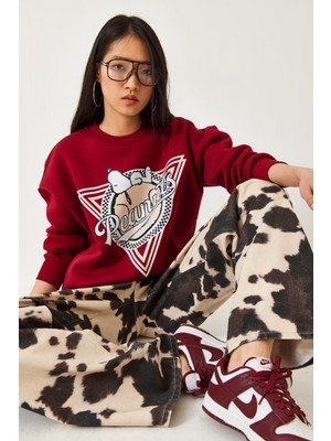 Shade Kadın Üç Iplik Şardonlu Baskılı Sweatshirt