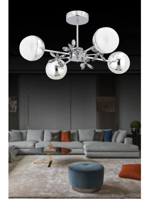 Ledli Nairobi Gümüş 4'lü Lüx LED Avize