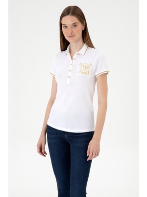U.S. Polo Assn. Kadın Beyaz Polo Yaka Tişört 50300676-VR013