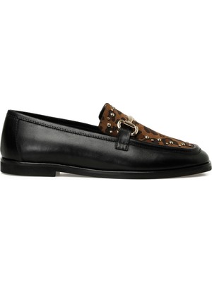 Nine West Leopar Kadın Loafer Kahverengi Düz Tabanlı Konforlu Ayakkabı