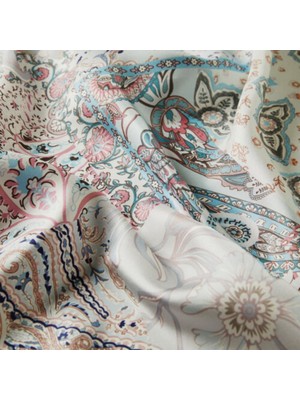 Buz Beyazı Tivil Ipek Eşarp - 01273