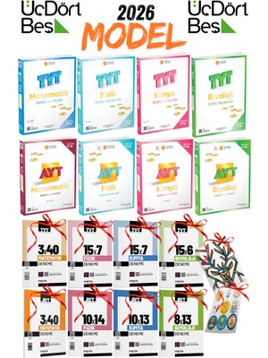 2026 Model Üç Dört Beş Yayınları Tyt Ayt Sayısal Seti 8 Soru Bankası 10 Hediyeli Set 345 Yayınları