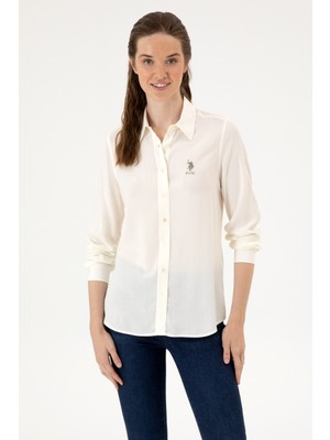 U.S. Polo Assn. Kadın Beyaz Uzun Kollu Gömlek 50316429-VR256