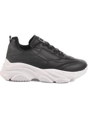Walkway Siyah Beyaz Bağcıklı Kadın Sneaker