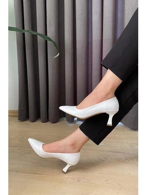 Kadın Sity Beyaz 6 cm Ince Topuklu Stiletto