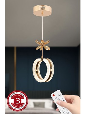 3 Renk Kumandalı Gold Kasa Yüzük LED Avize, Modern ve Şık Aydınlatma Seçeneği