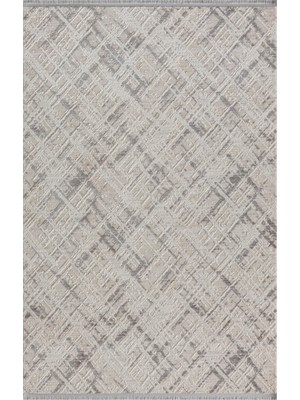 Kaftan KF004G Gri Halı Kabartma Desenli Akrilik Halı Tozuaz Salon Halısı Yatak Odası Halısı Koridor