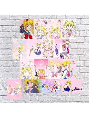 Sevimli Sailor Moon A5 Duvar Posteri, Pembe Renkli, Dekoratif ve Şık Tasarım