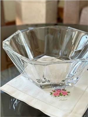 26 cm Nude Reflection Cam Kristal Servis Kasesi, Elegant Sunumluk, Şık ve Şeffaf Tasarım