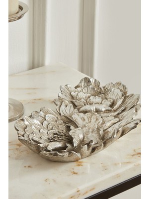 Şık Gümüş Dekoratif Tabak 26X16 Cm, Ev ve Ofis Için Zarif Tasarım