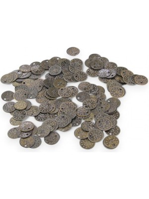 Serhat Aksesuar ve El İşçiliği Osmanlı Tuğra Desenli 15 mm Metal Pul 10 Adet (Küpe Aparatı, Bileklik Ucu, Broş Aksesuar)