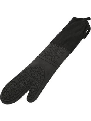 Siyah 42.5 cm Silikon Fırın Eldiveni, Dayanıklı ve Pratik Mutfak Aksesuarı