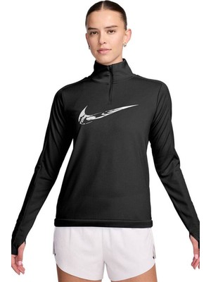 Nike Dri Fit Big Swoosh 1/4 Zip Training Runnig Sweatshirt Koşu Antrenman Üstü Siyah