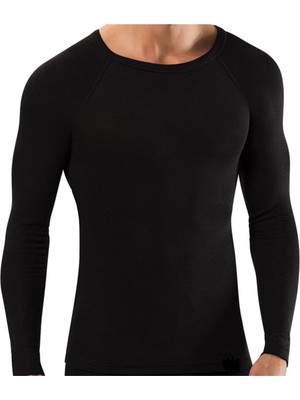 Tutku Erkek Siyah Termal Üst Içlik Uzun Kol Dayanıklı Polyester Kumaş Şık ve Esnek