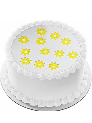 Pasta Tamamlayıcı Süs Şeker Hamurundan Sarı Papatya Modeli