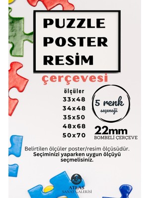 Puzzle Çerçevesi - 33x48 cm 500 Parça Renkli Siyah Kahverengi Altın Beyaz Pvc