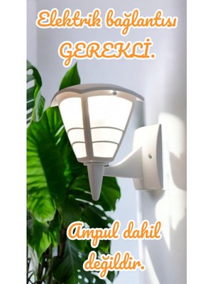 E27 Duylu, Beyaz Kasa Iç ve Dış Mekan Aydınlatma, Bahçe, Balkon, Teras, Verandaya Uygun