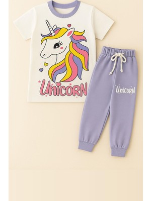 Katia & Bony Kız Çocuk Unicorn Desenli Kısa Kollu Pijama Takımı