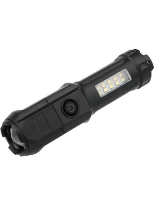 109-B Zoomlu Flash Özellikli Smd ve Power Led’li Şarjlı Plastik Kasa El Feneri (Powerba