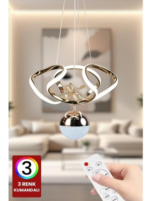 3 Renk Kumandalı LED Avize, Çoklu Alanlar, Şık ve Kullanışlı, Gold Renk
