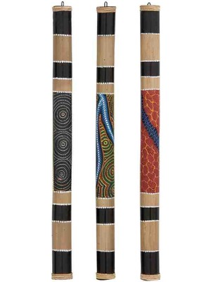 Doğal Bambu Yağmur Sesi Marakas Enstrüman Batikli Aborjin Desenli El Yapımı Meditasyon Müzik Terapi Dekoratif Hediyelik