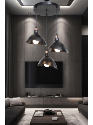 Şık Üçlü Siyah Avize, Oturma, Yemek ve Yatak Odası Için Ideal Aydınlatma Elemanı